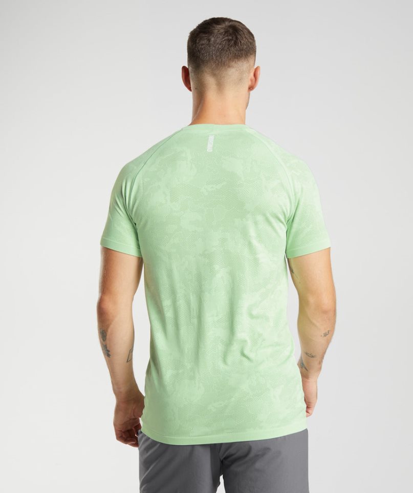 Men's Gymshark Geo Seamless T-Shirts Light Green | CA 7N03D1